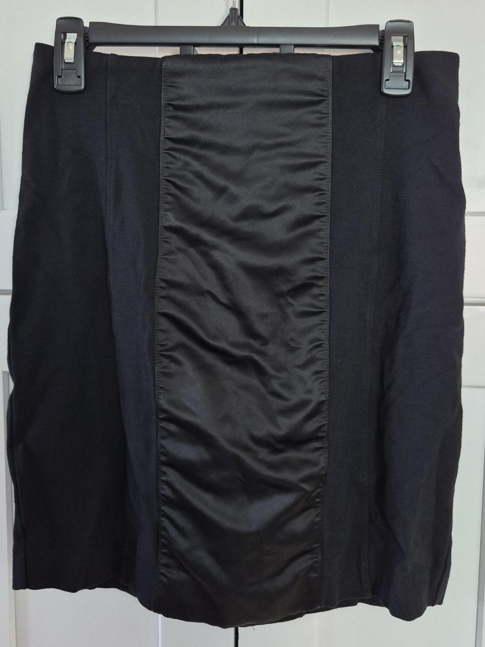 Black Panel Pencil Skirt with Satin Center